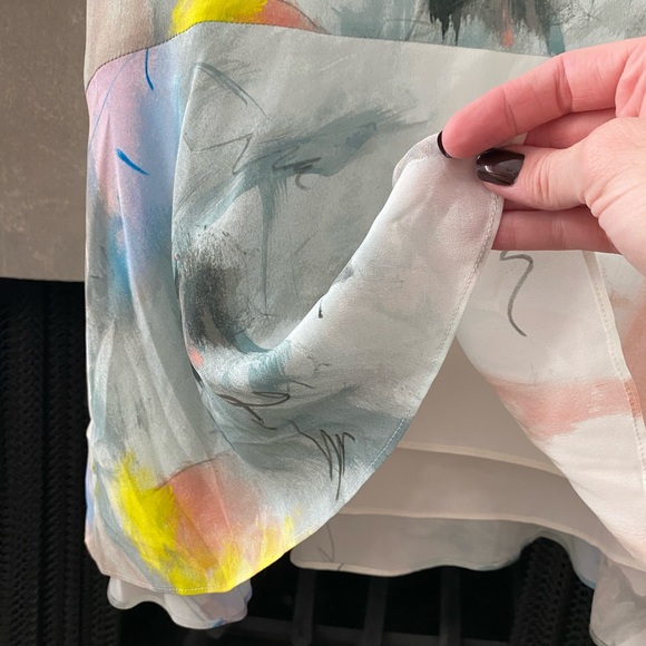 J. Crew Sleeveless V-neck Dress in Watercolor Silk Print - Picture 7 of 10